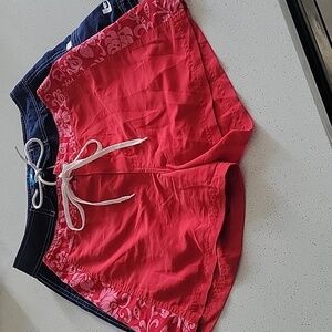 BW Sport Swim Trunks Tropical Red & Blue Two Pair